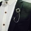 Men's brooch, suit, collar, long pin with tassels, European style