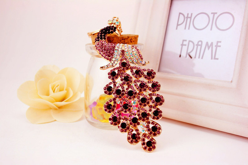 56g Weight Travel Occasion Alloy, Metal Material Animal Pattern Unisex Gender Dark Blue, Lake Blue, Pink, Purple, Blue, Yellow Color Chinese Style Creative Cute Diamond Keychain 17