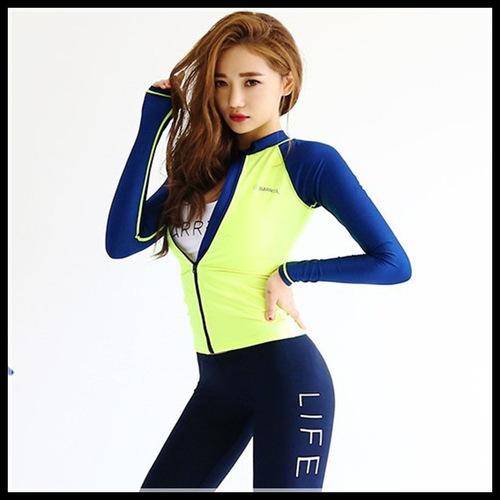 LCDRMSY Women's Korean Version Submersible Suit, Separate Zip YOGA Fitness Breathable Surfing Suit, Sunscreen Jellyfish Suit Set