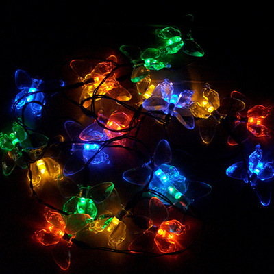 30头太阳能蝴蝶灯串30LED圣诞灯串户外装饰灯串LED节日彩灯|ms