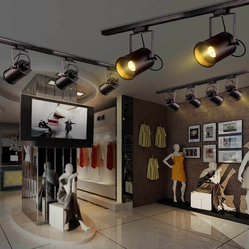包邮复古工业风餐厅咖啡厅吧台服装店吸顶长杆射灯LED轨道聚光灯-阿里巴巴