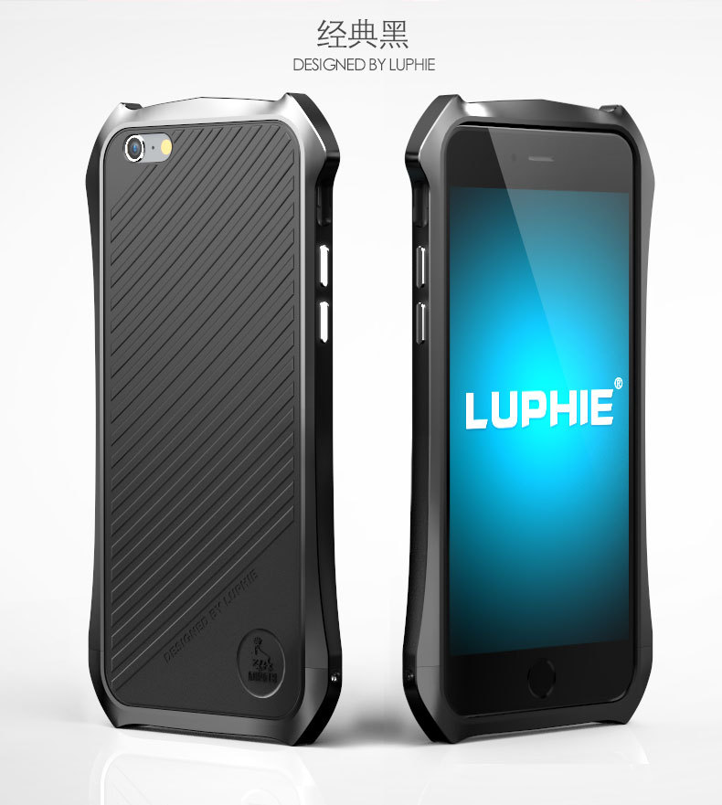 Luphie Batman Aluminum Metal Bumper Leather Back Cover Case for Apple iPhone 6S Plus/6 Plus & iPhone 6S/6