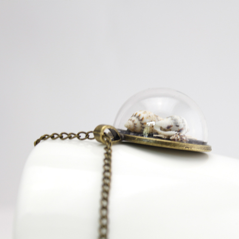 Korean Edition High-end Explosive money Retro shell sweater chain Solid glass crystal gemstone manual diy Fashion Jewelry