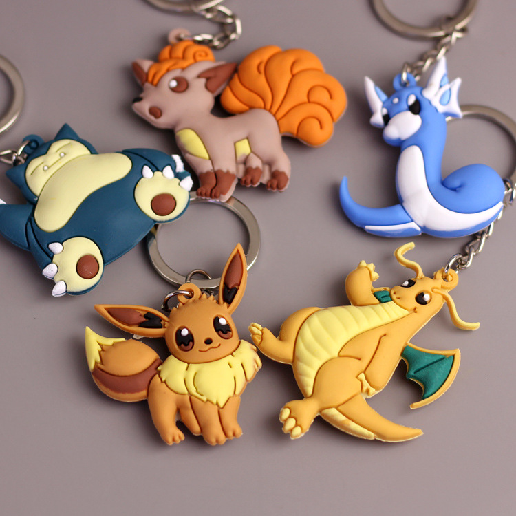 Llavero de Pikachu y Pokémon, colgante de silicona blanda, accesorio divertido