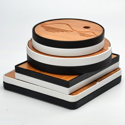 茶盘礼品定制logo 功夫茶具干泡台密胺托盘竹制面板 蓄水壶承批发|ms