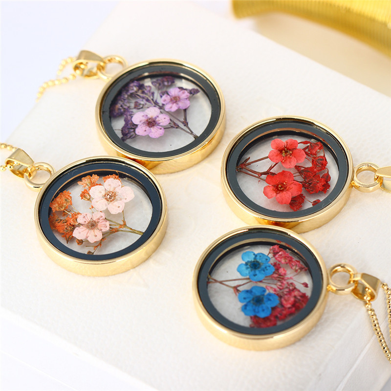 Fashion Natural Plant Specimens Dried Flower Pendent Necklace Wholesale Nihaojewelry display picture 1