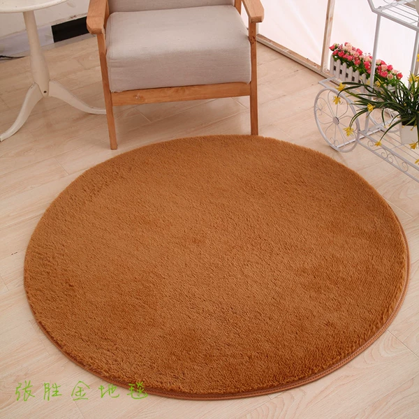 3cm round silk wool rug khaki color