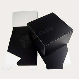 现货供应黑色卡纸折叠帽子收纳包装盒可加烫LOGO衣帽盒礼品盒