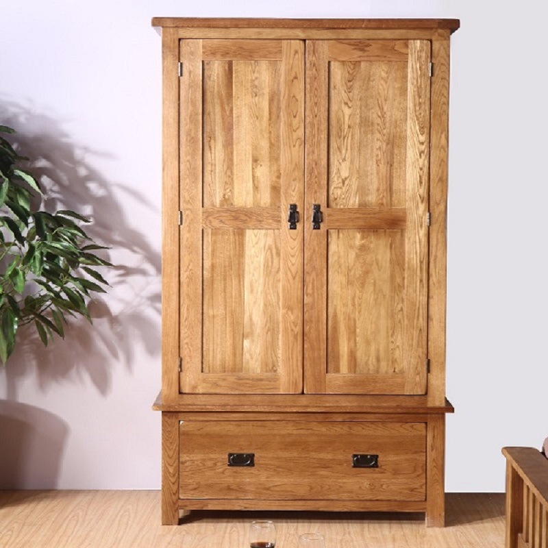 European style solid wood wardrobe Lockers Clothing Storage cabinet Two wardrobe Stands Simplicity oak bedroom Suite furniture