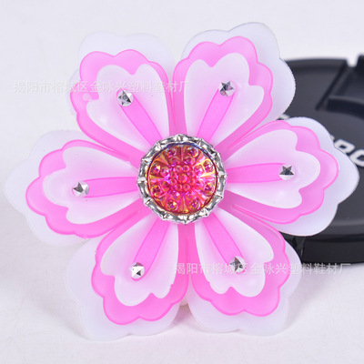 新款特色优质PVC烫钻六叶双色莲花鞋花凉拖鞋扣鞋饰品--YX023#|ru