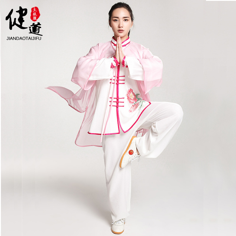 太极服批发雪纺纯色中华武术服成年练功服男女款天丝披纱一件E18