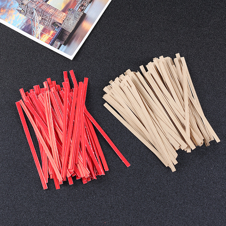 牛皮纸扎丝纸质扎带彩色pet烘焙封口扎丝食品塑料袋装10cm