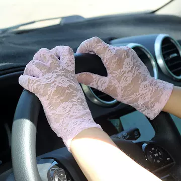 Summer Sexy Lace Non-slip Driving Electric Car Short Thin Sunscreen Uv Gloves - ShopShipShake