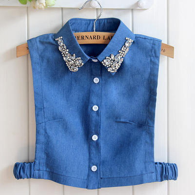 Jeans Dickey Collar detachable half shirt sweater decoration collar fake collar female diamond nail bead to restore ancient ways the cowboy shirt collar decoration