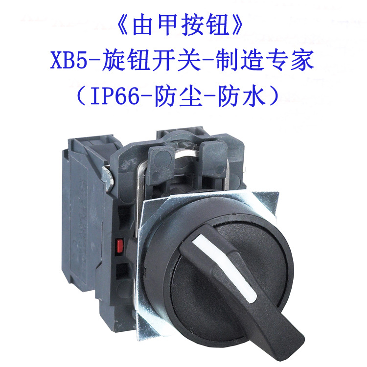 XB5防水型自复位二档位旋钮开关选择开关防水防尘IP66厂家22mm