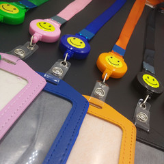 彩色PU卡套 工牌胸牌卡套 工作證件門禁卡套塑料PU卡包校牌卡套