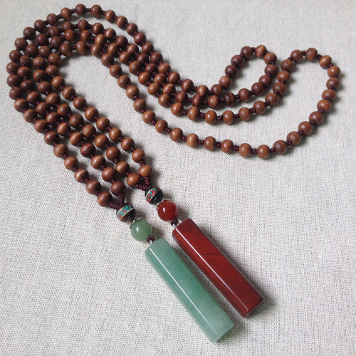 Sweater chain Chinese ethnic Buddhist Bead Necklace for women men Aventurine jade agate pendant pendant female pendant pendant chain