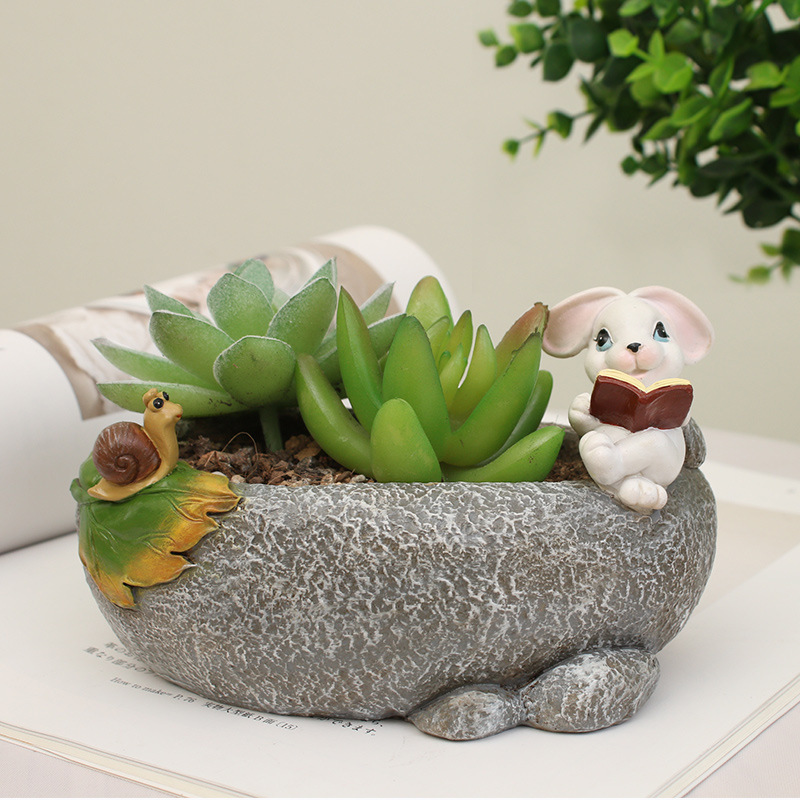 Chậu Cây Resin Chậu cây resin phong cách đồng quê, chậu mọng nước mini, trang trí nhà và tiểu cảnh (RG-277)