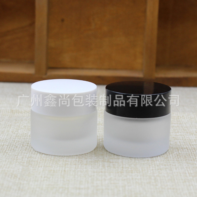 透明蒙砂膏霜玻璃瓶10g护肤面霜瓶塑料盖磨砂分装空瓶现货批发