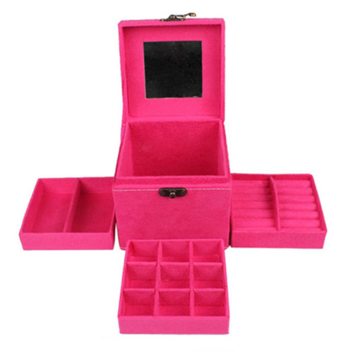 Lining inside three layers jewelry box accessory box ring earrings bracelet bracelet chain beads necklace jewelry box storage