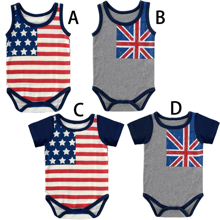 Summer wear Baby triangle clothes American Flag printing Romper Short sleeved new pattern On behalf of TaoBao Jumpsuit