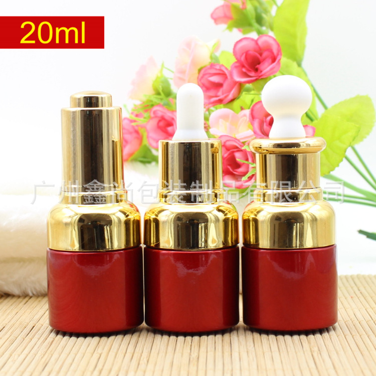 高档红色化妆品瓶20ml 金胶头精油瓶 玻璃滴管瓶 精华乳液空瓶子
