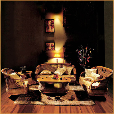 绿欣轩 藤沙发 休闲家具 客厅藤椅茶几五件套组合沙发3037B|ms