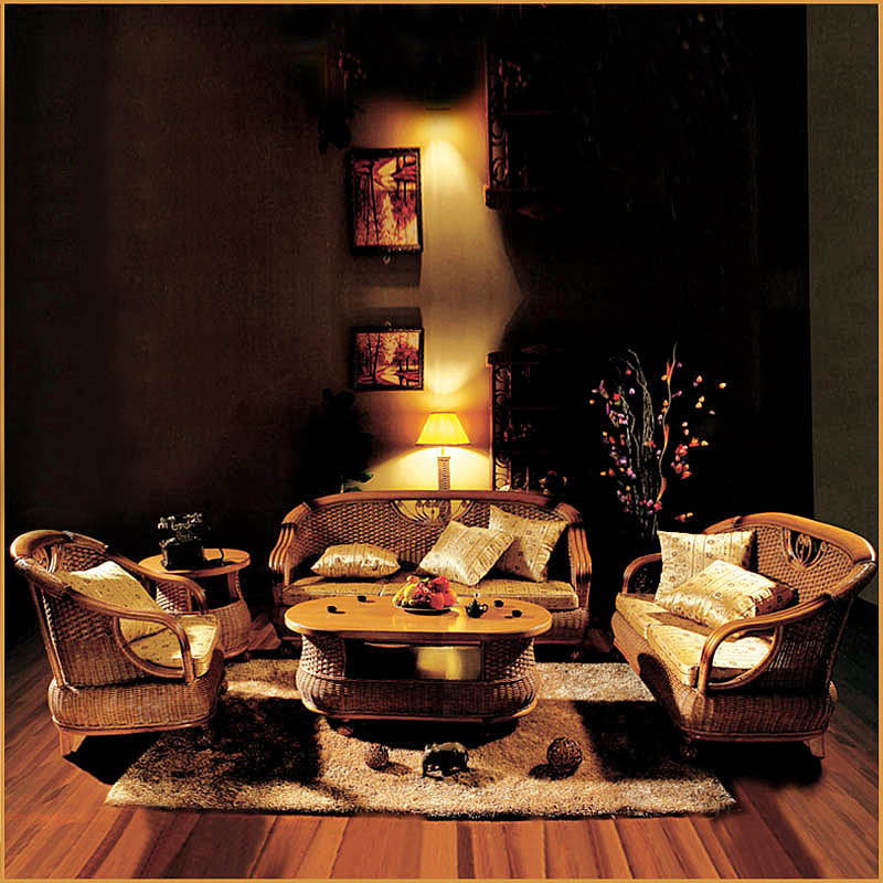 绿欣轩 藤沙发 休闲家具 客厅藤椅茶几五件套组合沙发3037B|ms