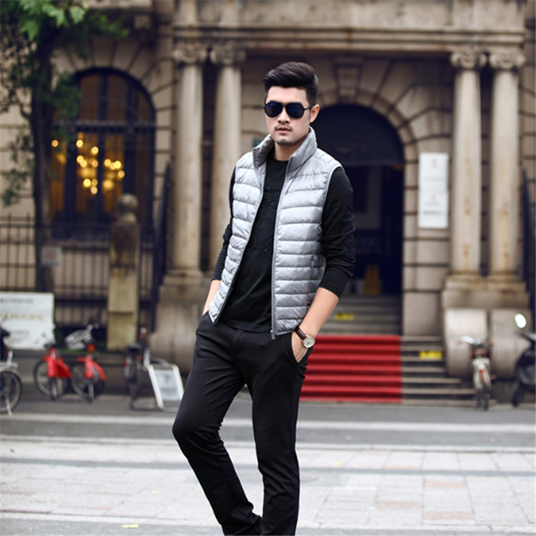 Suministro transfronterizo Nueva chaqueta de abajo chaleco ligero cuello de pie slim fit Plus tamaño de los hombres Chaleco corto de fábrica al por mayor