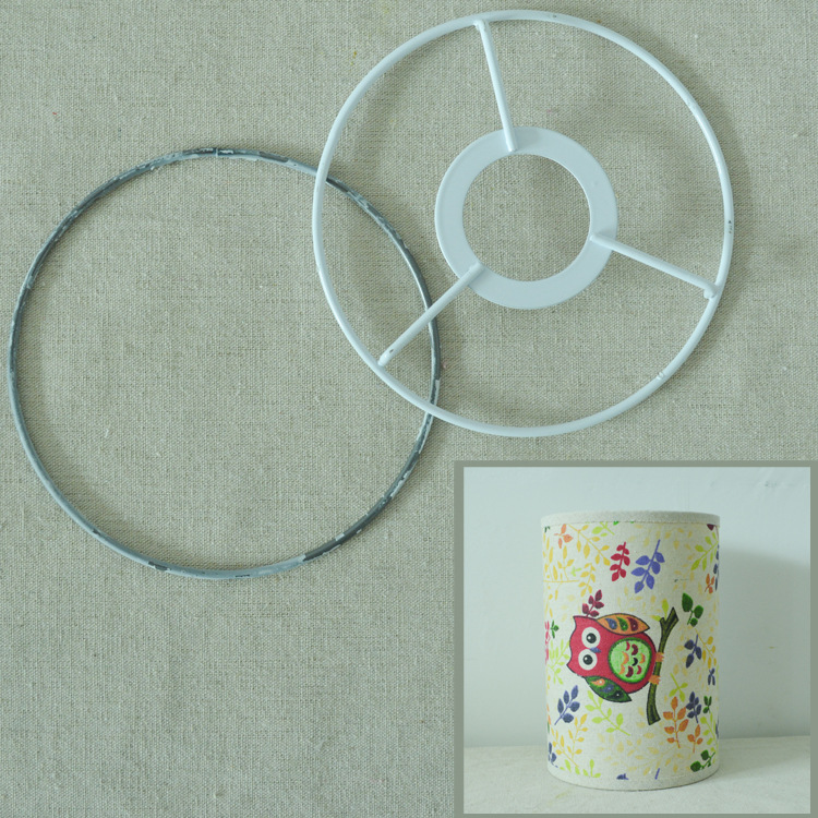 直桶圆形布艺罩铁五金灯架E27台灯壁灯吊灯羊皮纸DIY灯饰配件铁圈