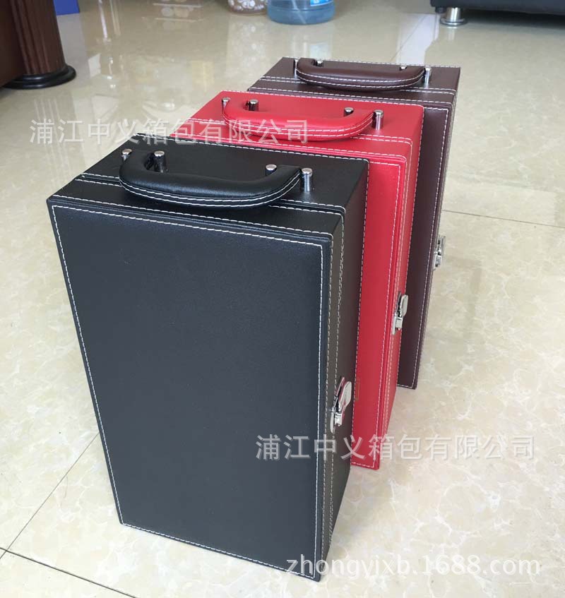 现货红酒盒包装礼盒工厂自产自销葡萄酒皮盒可订制LOGO红酒箱子