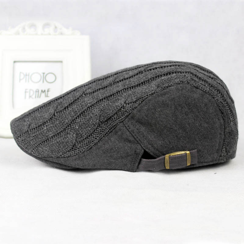 Men's Retro Solid Color Flat Eaves Beret Hat display picture 1