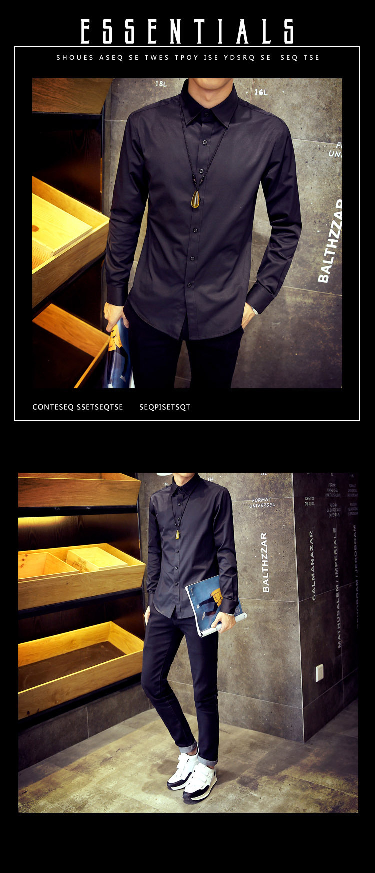 纯黑长衬衫祥情图