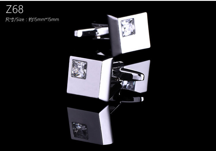 男士袖扣方格镶钻水晶法式衬衫袖钉花纹袖口扣批发cufflinks详情图16