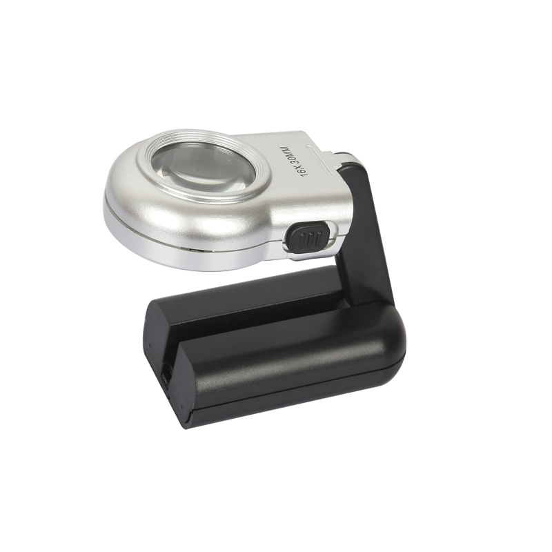 手持台式两用 16x高倍阅读放大镜 30mm带灯塑料放大镜 7006A