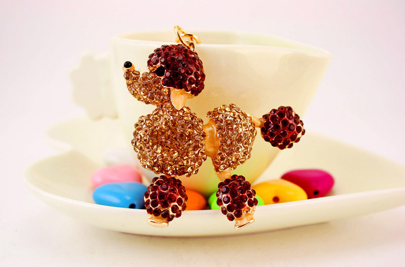 43g Weight Alloy, Metal Material Animal Pattern Unisex Gender Coffee, Pink, Purple, Blue Color Poodle Dog Car Keychain 10
