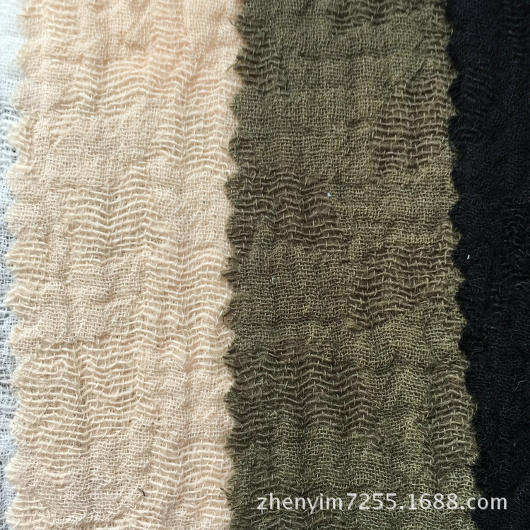 700-2011  现货活性染色麻棉提花绉布服装面料