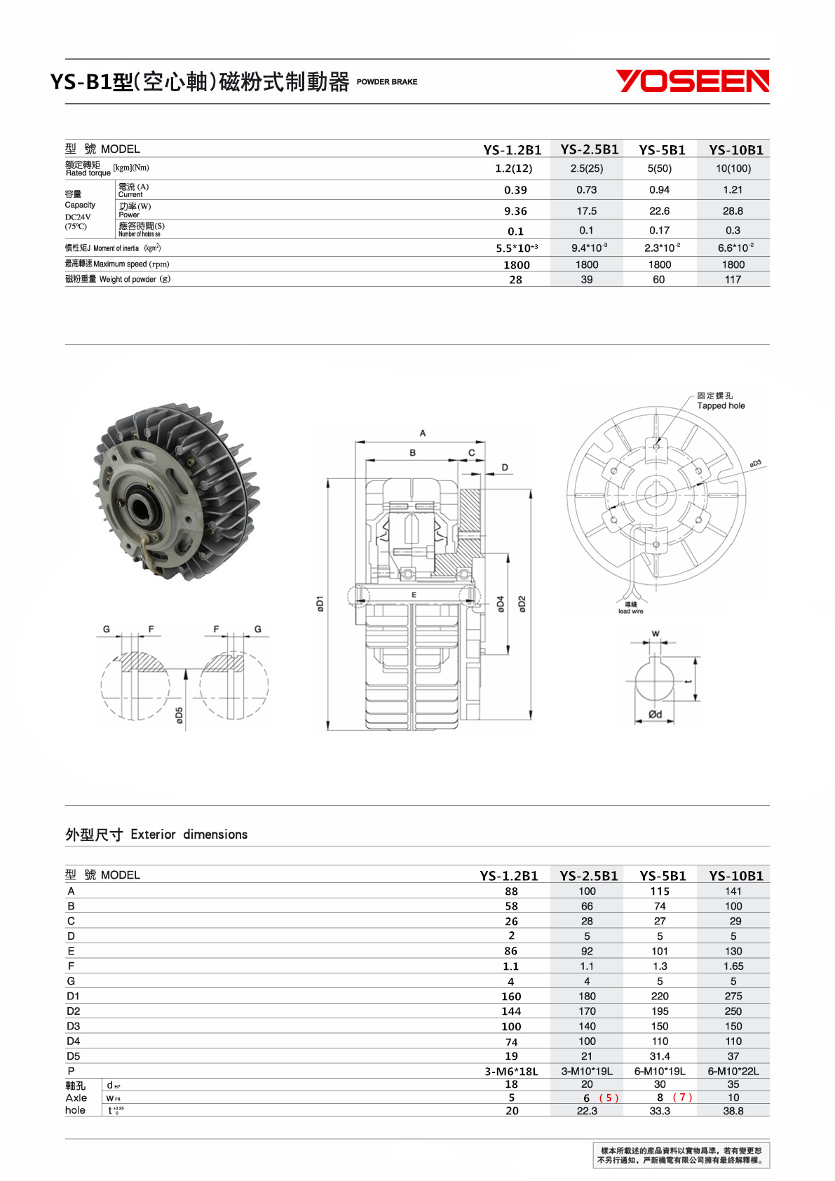13空心外旋磁粉制动器YS-B1