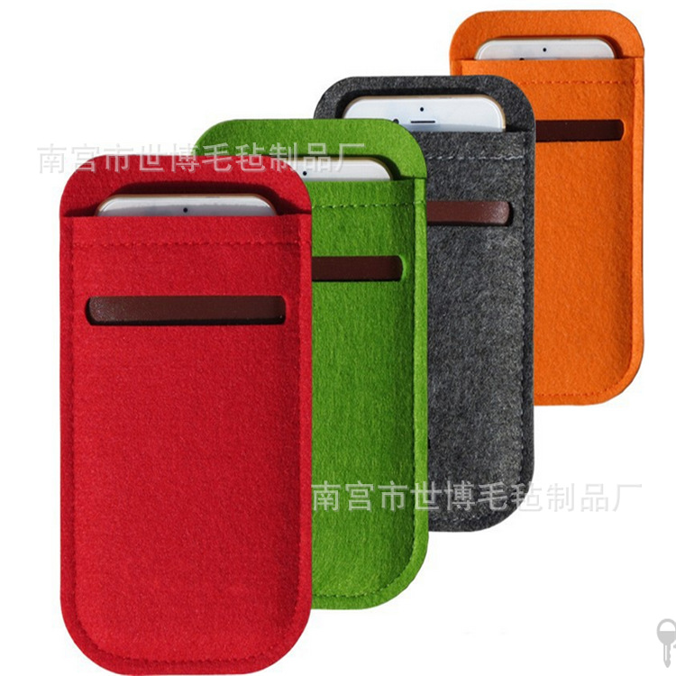 糖果色缺口毛毡包卡包 苹果4G款羊毛毡手机包 毛毡缺口手机袋