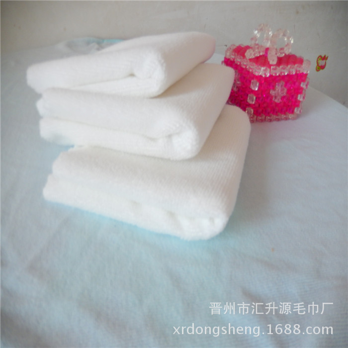 厂家批发酒店洗浴一次性白毛巾洗浴毛巾造型毛巾涤棉小方巾白手巾|ru