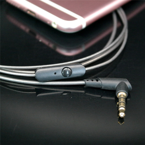 新款手机耳机线材美标带麦耳机半成品线铝箔金属灰大气时尚