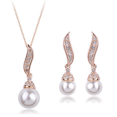 Korean Edition Simplicity Diamond Angel Wings Pearl suit temperament bride Two piece set 212426