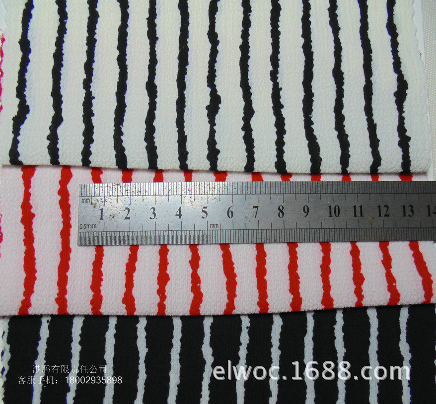 条纹印花布料 柔软厚雪纺 线条装饰箱包衣服布 斑马条竹节纹4331