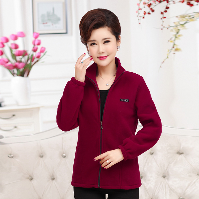 18 autumn winter new middle-aged and old women's fleece coat middle aged mother's sportswear leisure clothes factory wholesale