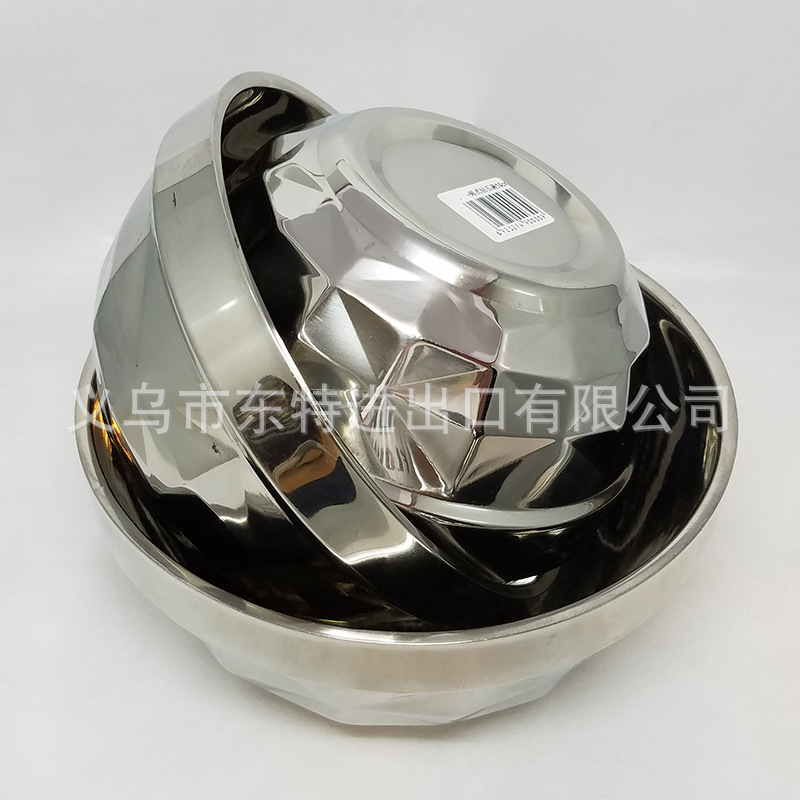 Factory direct sales of stainless steel diamond bowls, non-magnetic double-layer new anti-scald bowls, diamond-shaped welded edge bowls, high-end tableware detail image 9