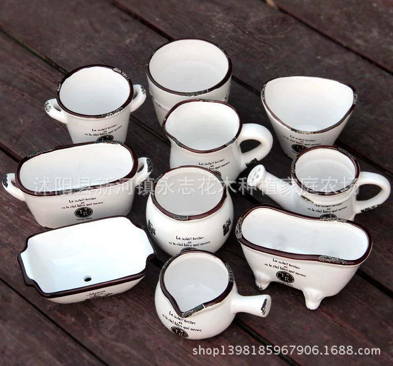 Керамические поделки имитация эмали горшок мясистый керамический горшок