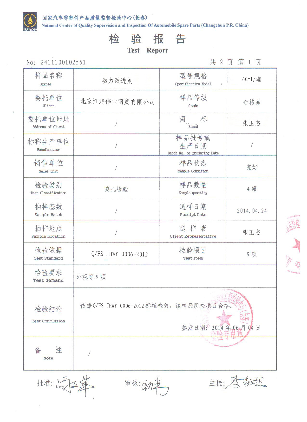 檢測報告附頁