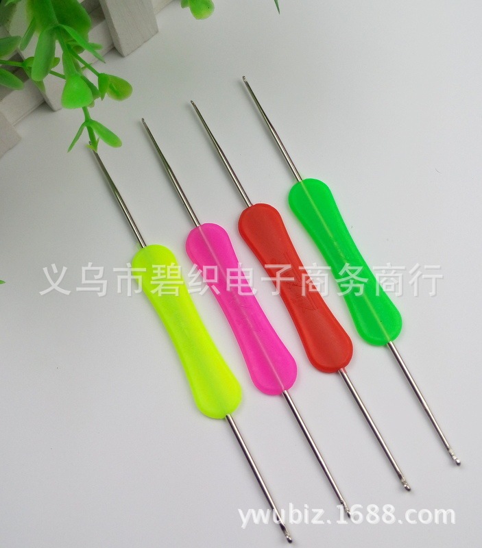 Four-Colorful Colorfuls, Two-Headed Woolen Crochet Hooks, Shoe and Socks, Plastic Handle Crochet Hooks, Factory Direct Sales 1.0/2.0