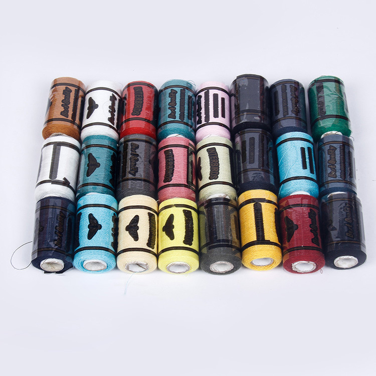 Hilo de coser de 24 colores en carretes pequeños, con caja de costura de madera, stock