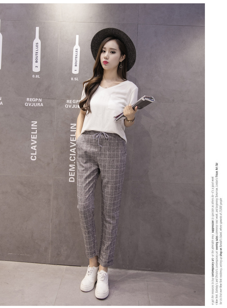 女式休闲裤-棉麻女裤夏装新款亚麻九分裤小脚